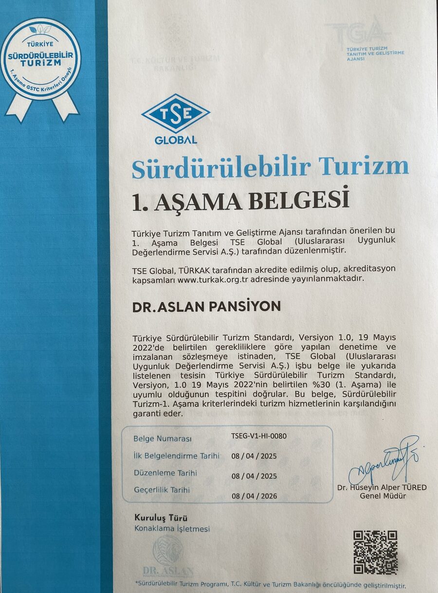 Sürdürülebilir Turizm Belgesi